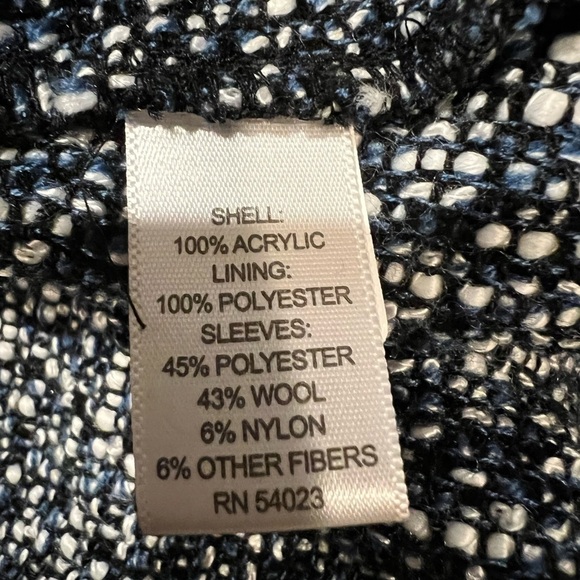 Banana Republic Black Blue White Tweed Fit Flare Dress Size 14 - Picture 7 of 8